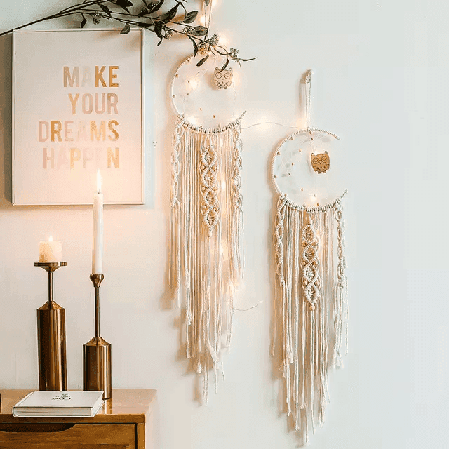 Macrame Wall Hanging Moon Dreamcatcher - Decorthings.in