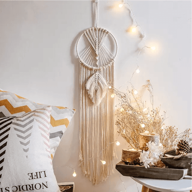 Macrame Wall Hanging Moon Dreamcatcher - Decorthings.in