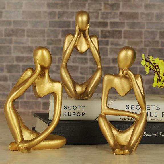 Thinker men statue set of 3 (Golden) - Decor Things