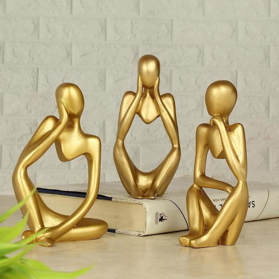 Thinker men statue set of 3 (Golden) - Decor Things