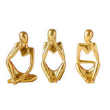 Thinker men statue set of 3 (Golden) - Decor Things