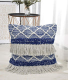 Blue Tufted Tassle cushion cover - Decor Things