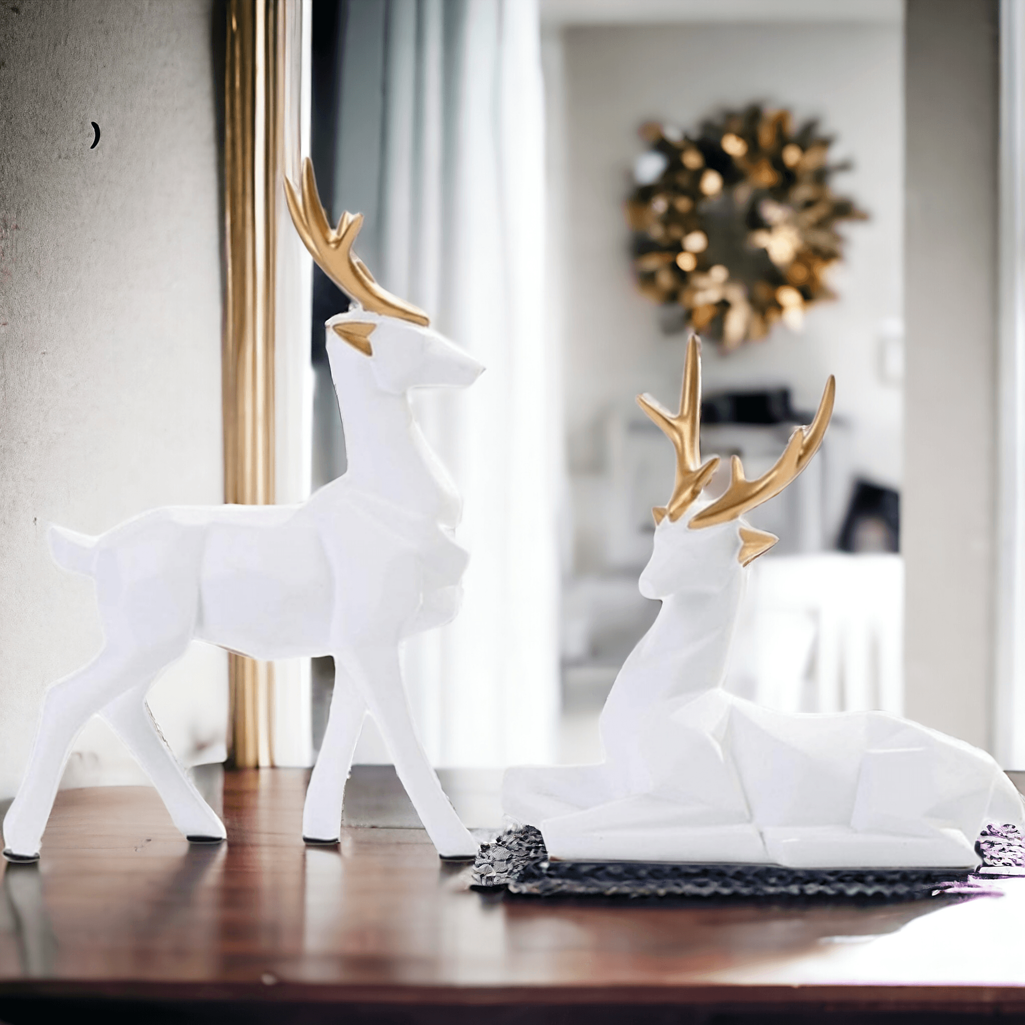 White buck Sculpture set of 2 - Decor Things