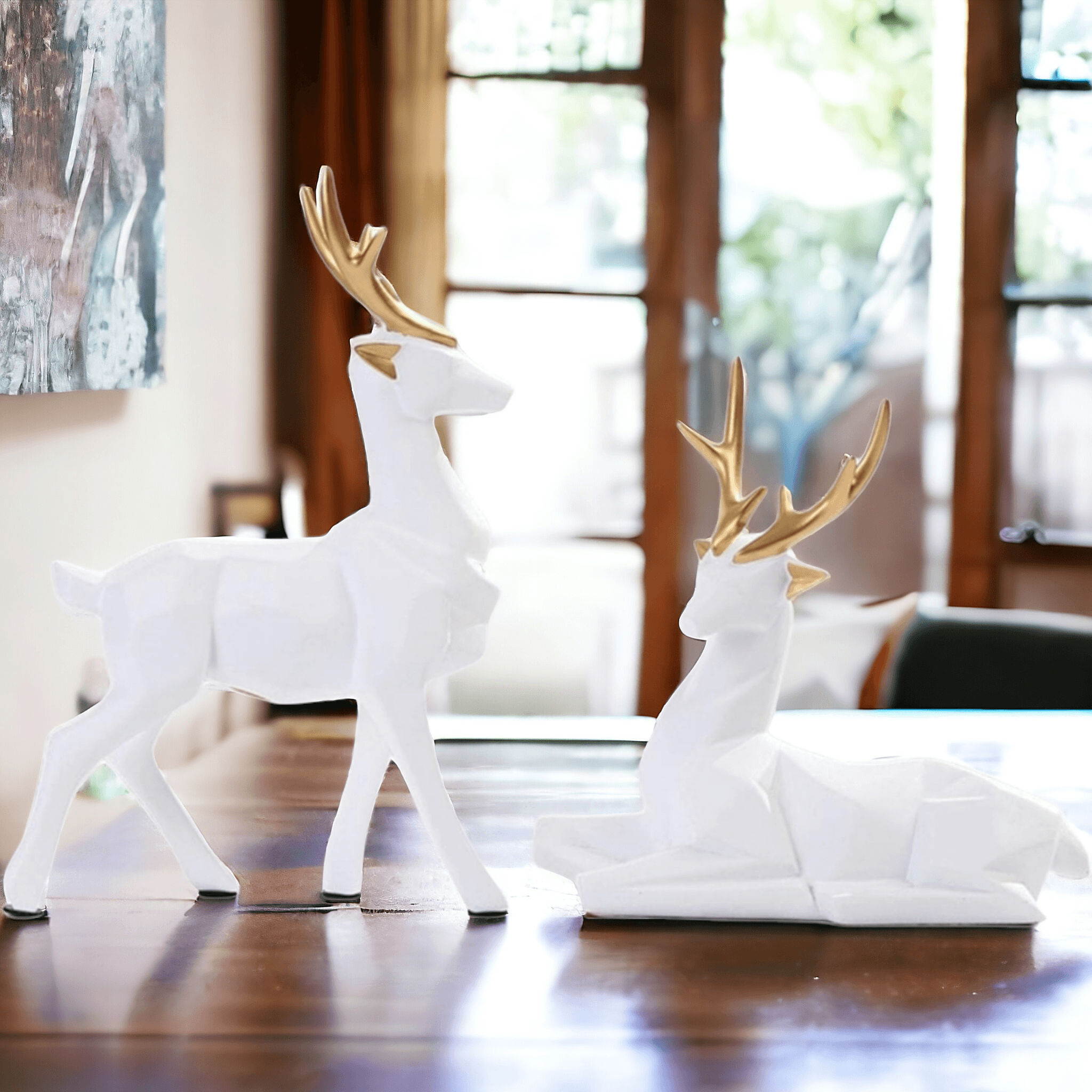 White buck Sculpture set of 2 - Decor Things