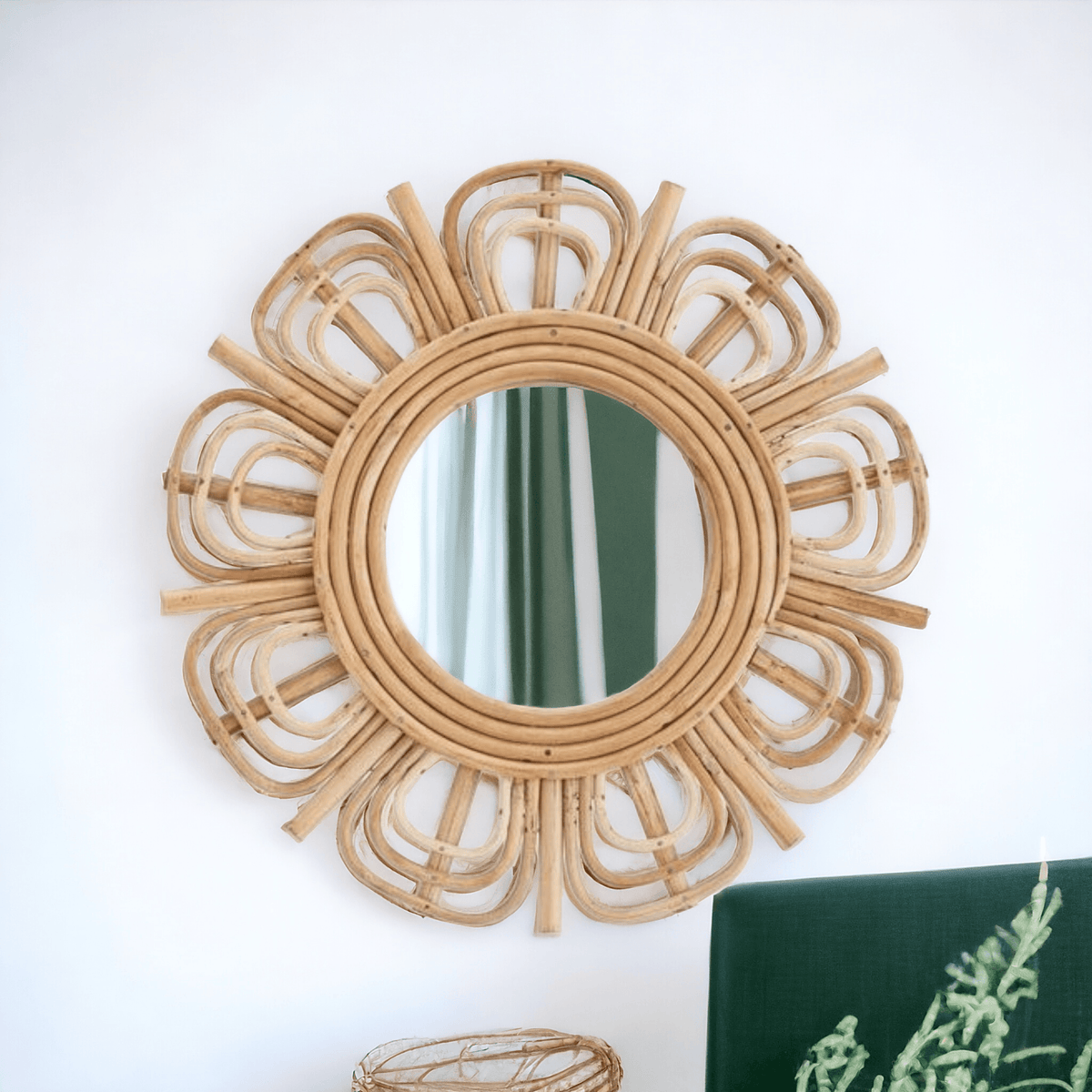 Flower Petal Cane Mirror - Decor Things