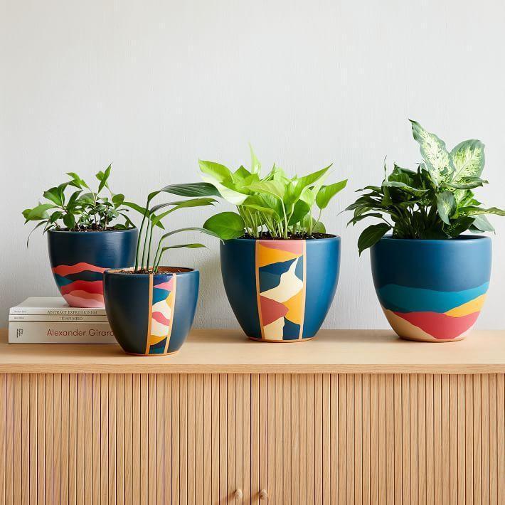 Abstract Blue Planter Set of 4 - Decor Things