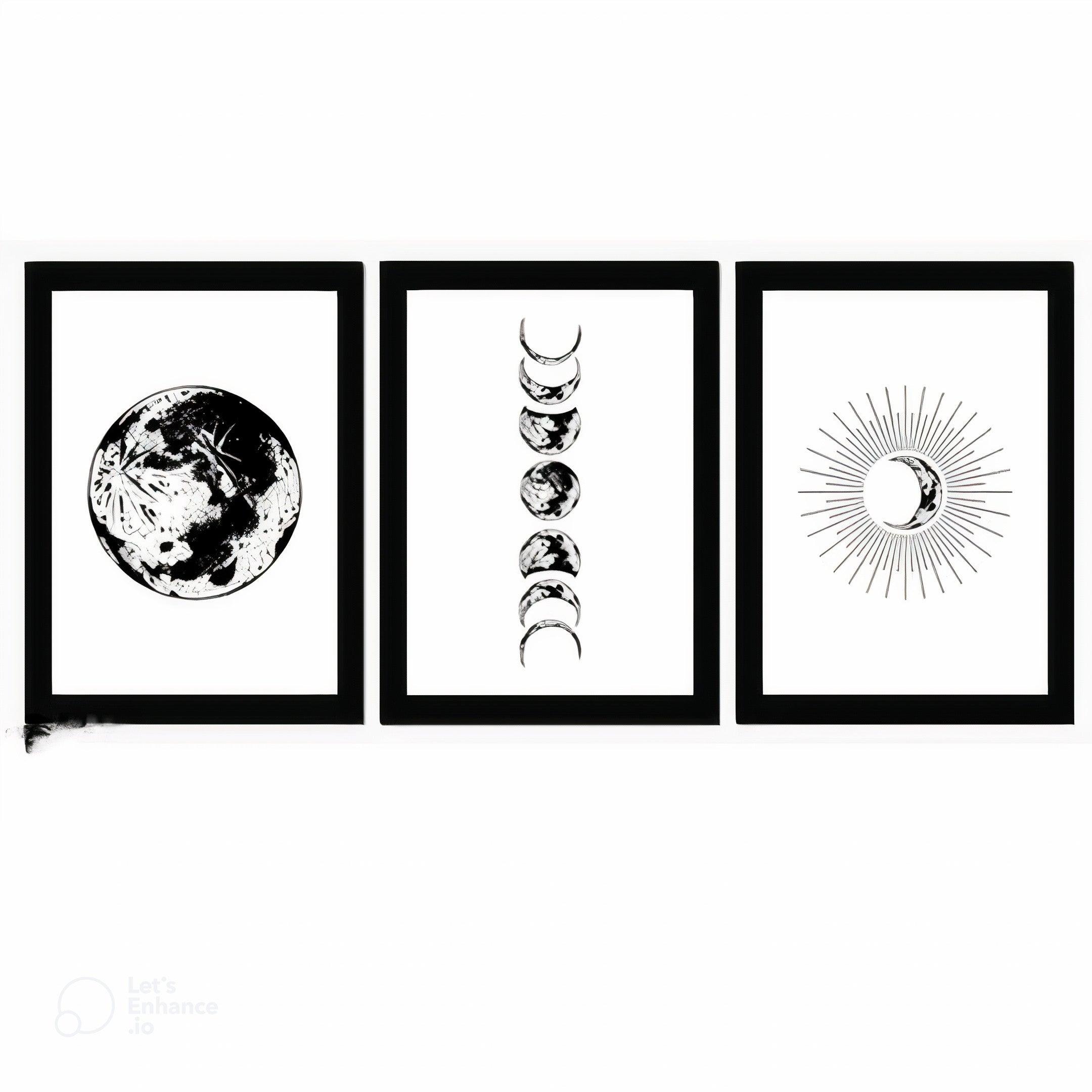 Moon Phase Wall art set of 3 - Decor Things