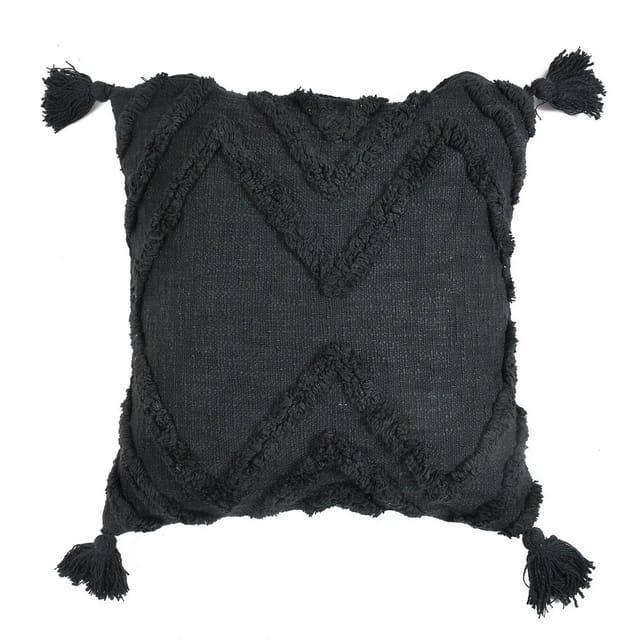 Triangle Design cotton tufted cushion cover (Black) - Decor Things