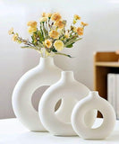 White Donut Vase Set of 3 - Decor Things