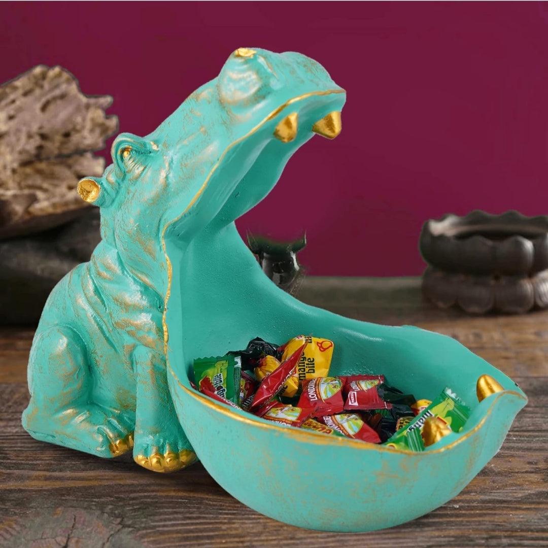 Hungry hippo sculpture (Teal) - Decor Things