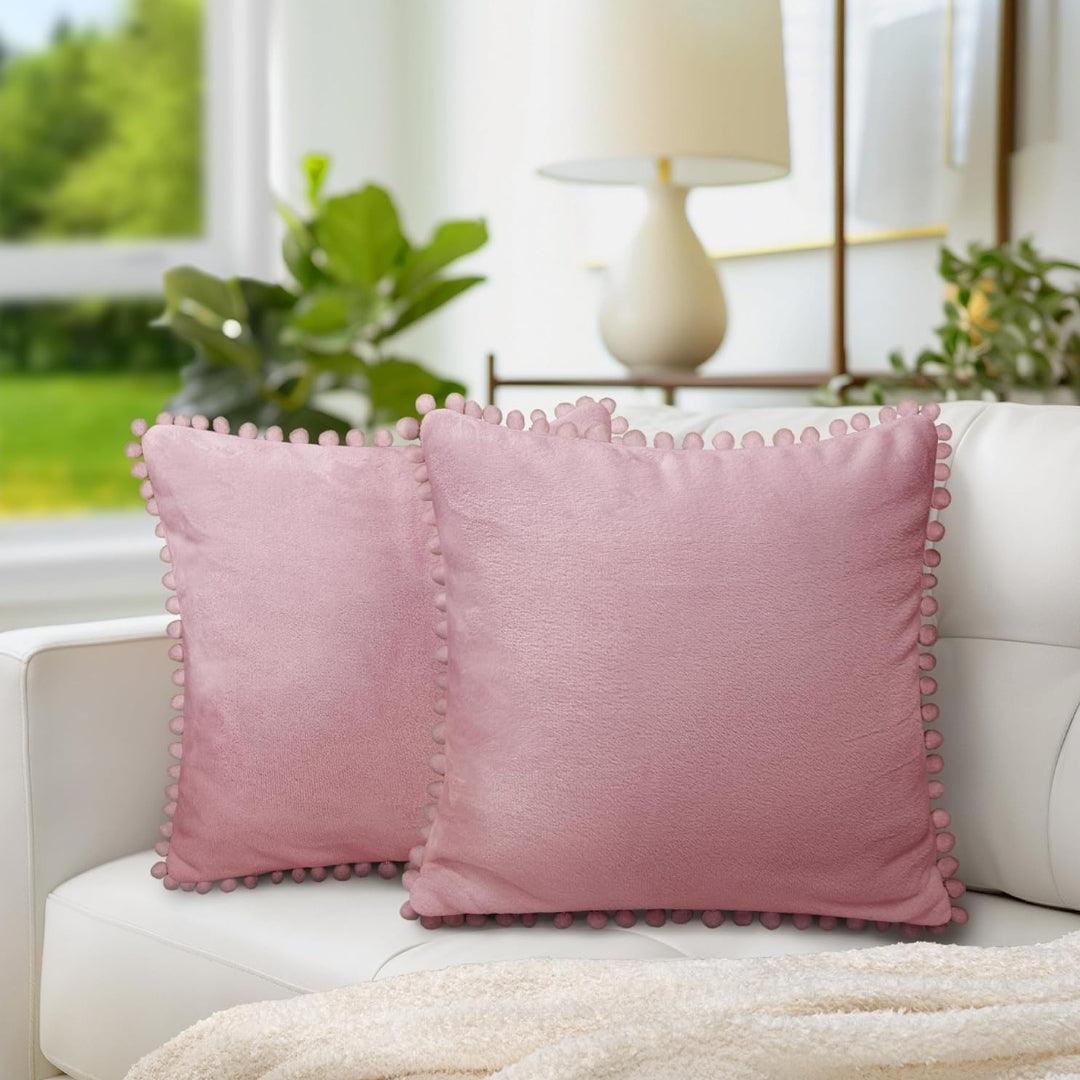 Pink Pom-Pom cushion cover set of 2 - Decor Things