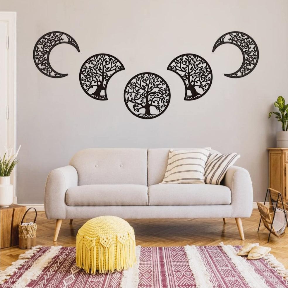 Wooden moon phase wall decor - Decor Things