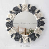 B & W fringe Macrame mirror - Decor Things