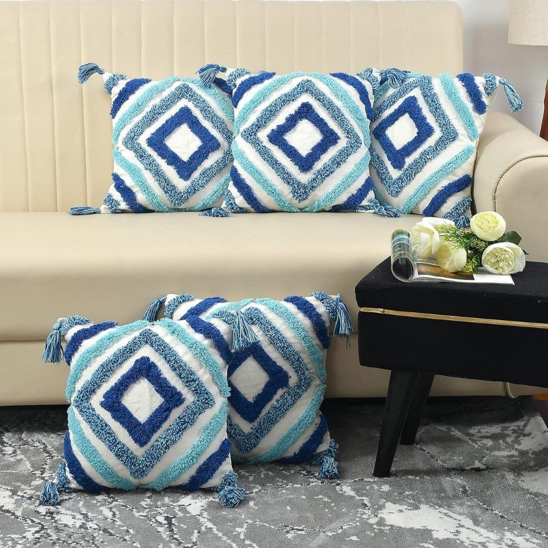 Blue diamond cushion set of 5 - Decor Things