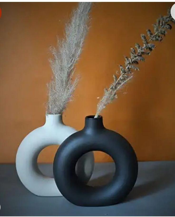 B&W Donut Vase Set of 2 - Decor Things