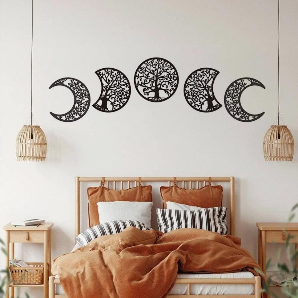 Wooden moon phase wall decor - Decor Things