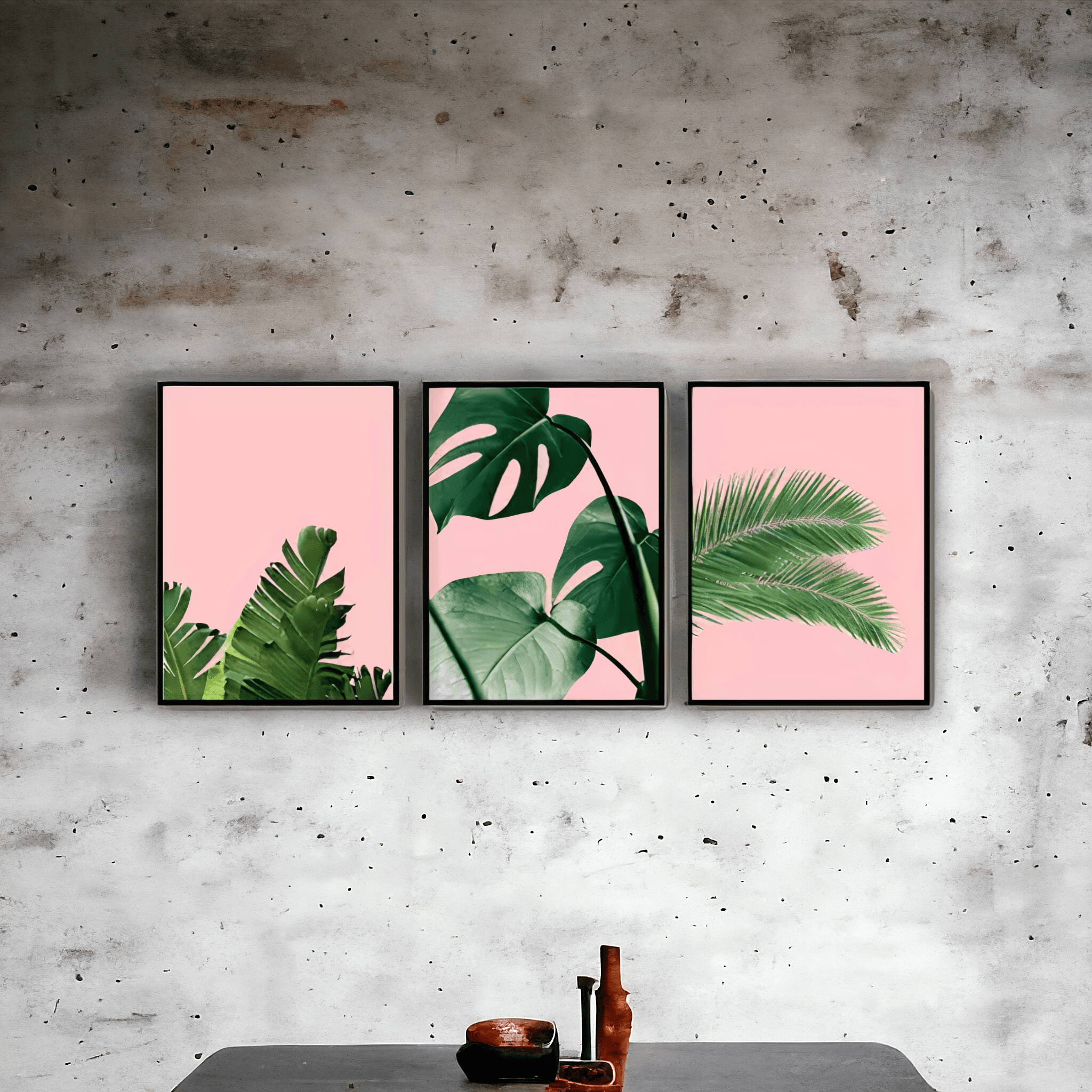 Pink tropical wall art set of 3 - Decor Things