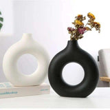 B&W Donut Vase Set of 2 - Decor Things