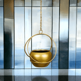 Gold Toned metal hanging planter - Decor Things