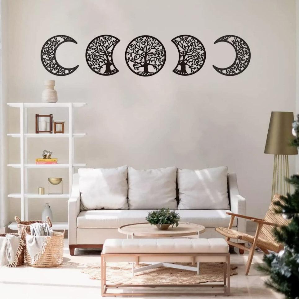 Wooden moon phase wall decor - Decor Things