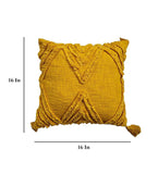 Triangle Design cotton tufted cushion cover (mustard) - Decor Things