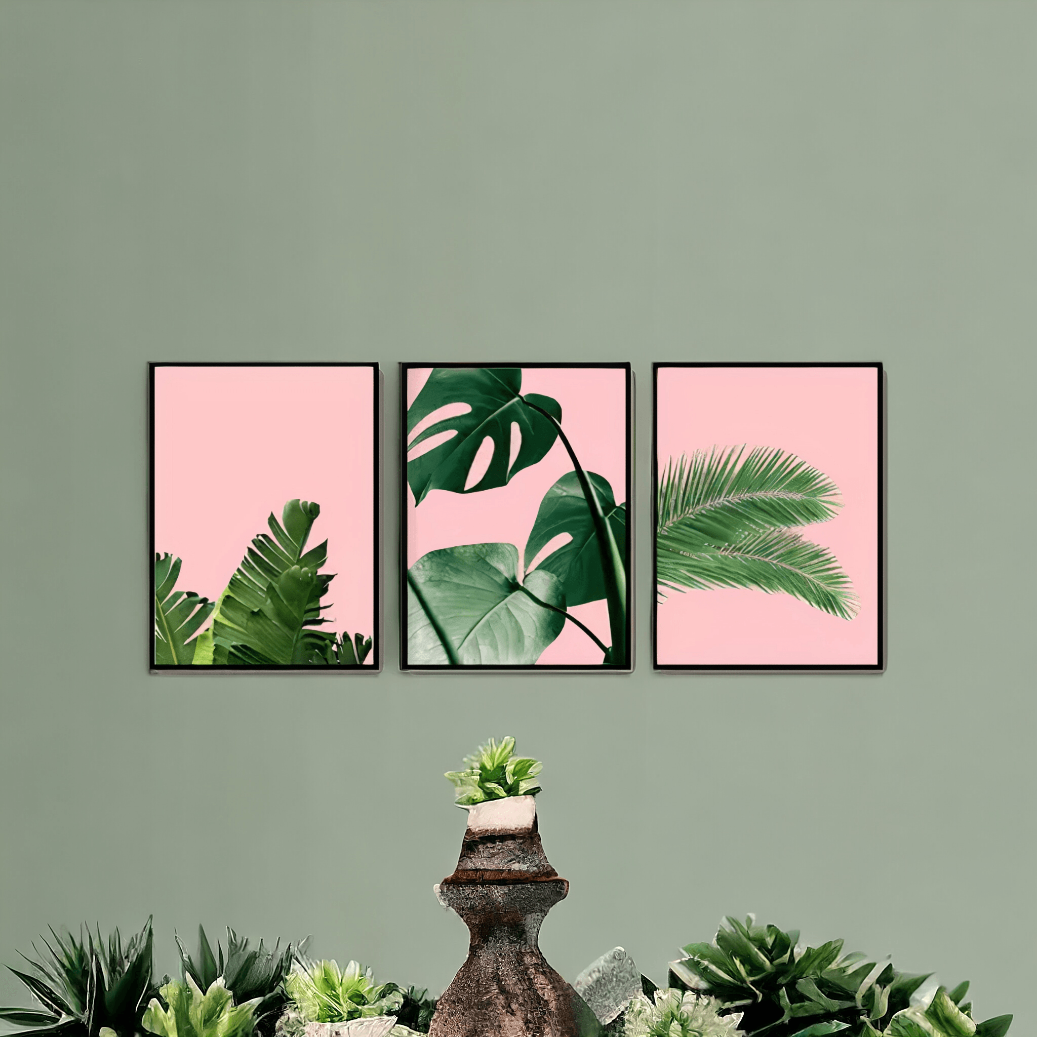 Pink tropical wall art set of 3 - Decor Things