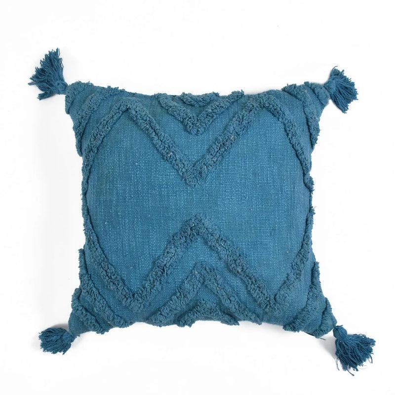 Triangle Design cotton tufted cushion cover (Blue) - Decor Things